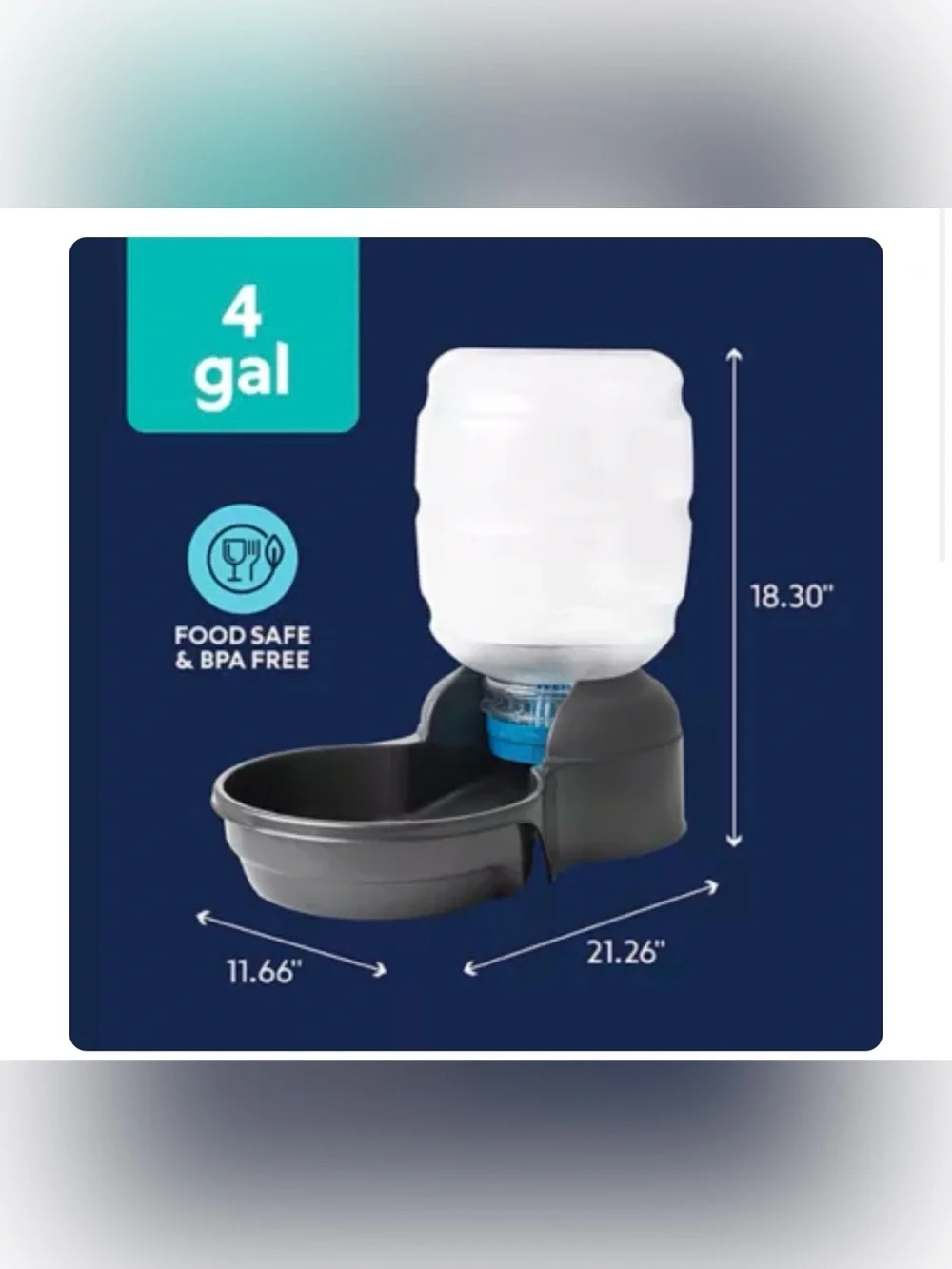 Petmate Replendish Dog Water Dispenser Gravity Waterer with Microban Protection
